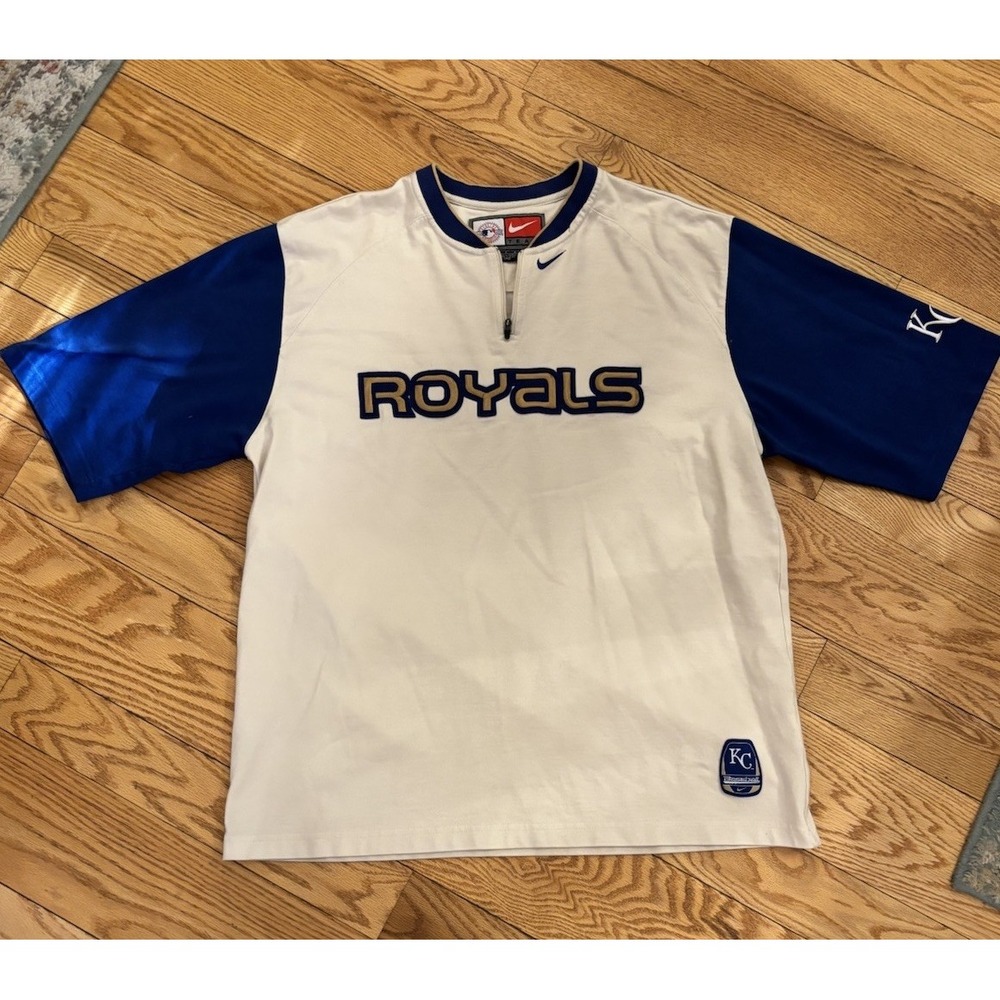 VTG Jersey Nike Kansas City Royals quarter-zip short-sleeve Genuine Merch Sz L